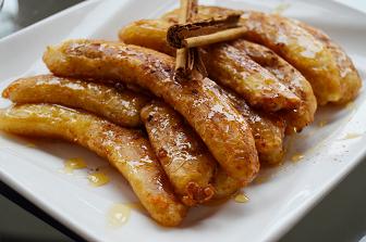 Plátano frito con miel receta