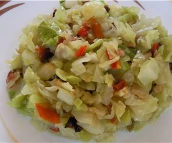 Revuelto de repollo con pimientos receta