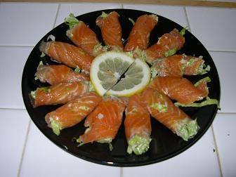 Rollitos de salmón II receta