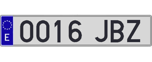 0016JBZ matricula larga