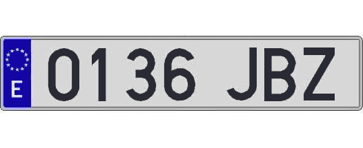 0136JBZ matricula larga