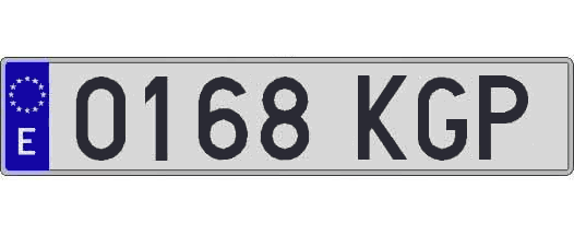 0168KGP matricula larga