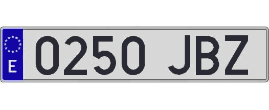 0250JBZ matricula larga