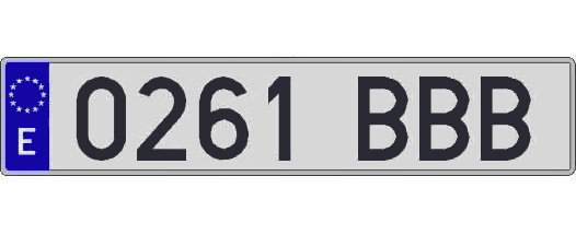 0261BBB matricula larga