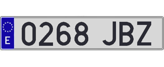 0268JBZ matricula larga