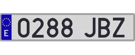 0288JBZ matricula larga