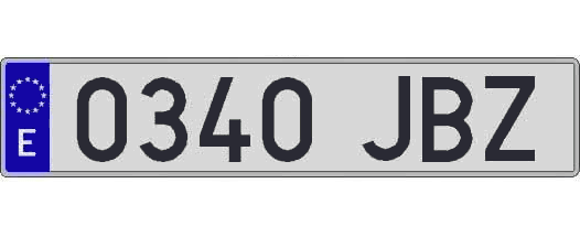 0340JBZ matricula larga