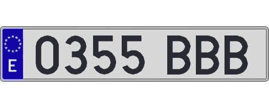 0355BBB matricula larga