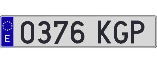 0376KGP matricula larga