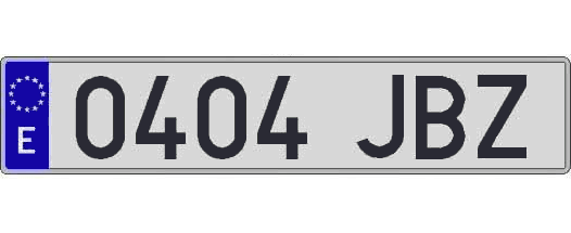 0404JBZ matricula larga