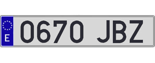 0670JBZ matricula larga