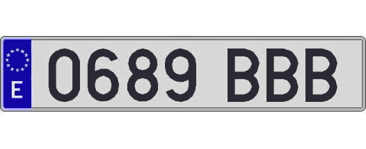 0689BBB matricula larga