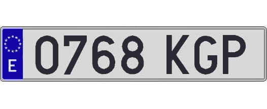 0768KGP matricula larga