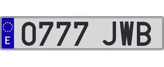 0777JWB matricula larga