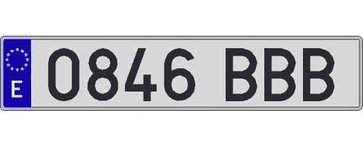 0846BBB matricula larga