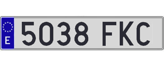 5038FKC matricula larga