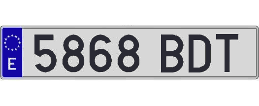 5868BDT matricula larga