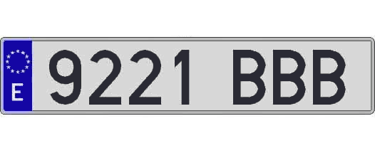 9221BBB matricula larga