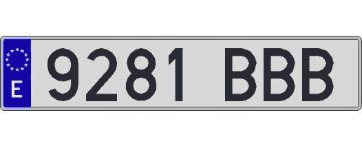 9281BBB matricula larga