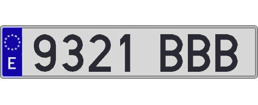 9321BBB matricula larga