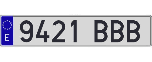 9421BBB matricula larga