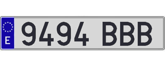 9494BBB matricula larga