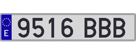 9516BBB matricula larga