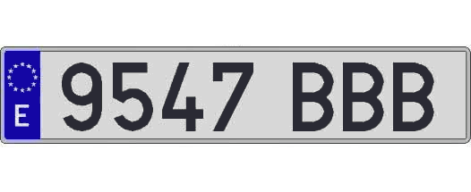 9547BBB matricula larga