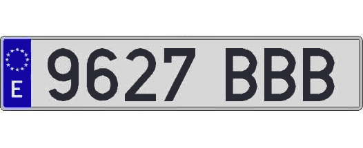 9627BBB matricula larga