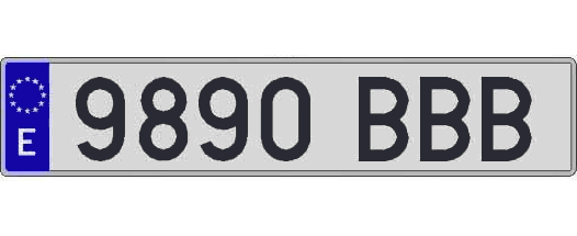 9890BBB matricula larga