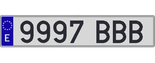 9997BBB matricula larga