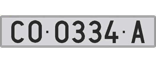 CO0334A matricula larga