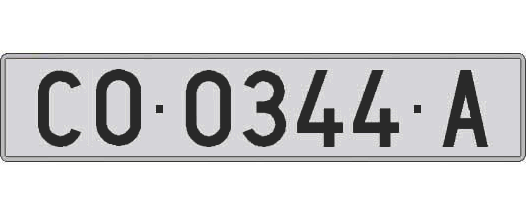 CO0344A matricula larga
