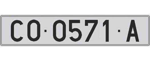 CO0571A matricula larga