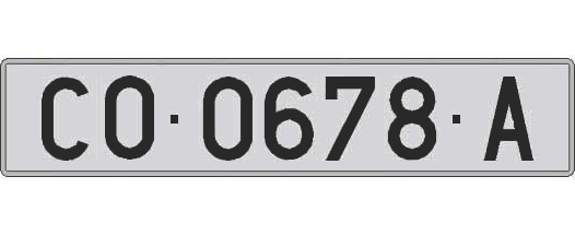 CO0678A matricula larga