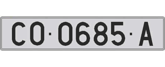 CO0685A matricula larga