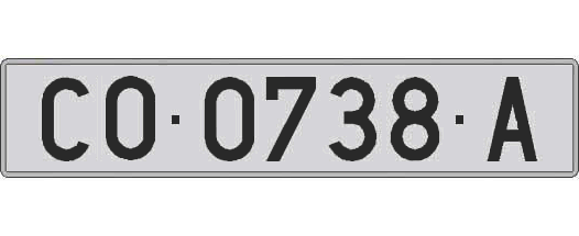 CO0738A matricula larga