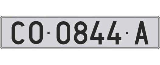 CO0844A matricula larga