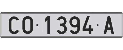 CO1394A matricula larga