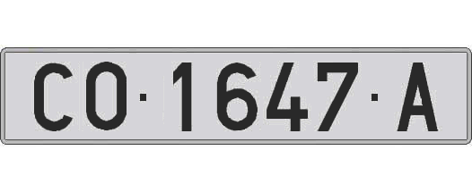 CO1647A matricula larga