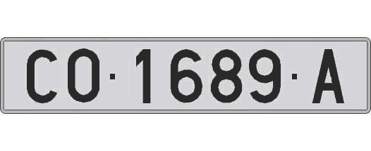CO1689A matricula larga