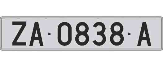 ZA0838A matricula larga