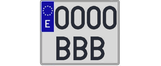 0000BBB matricula cuadrada