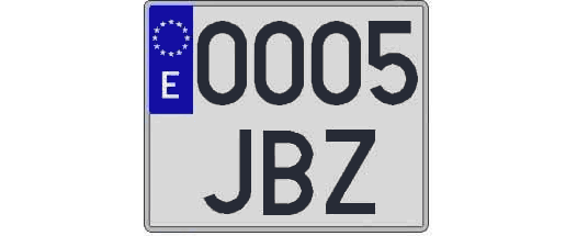 0005JBZ matricula cuadrada