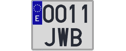 0011JWB matricula cuadrada