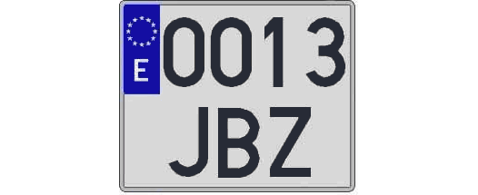 0013JBZ matricula cuadrada