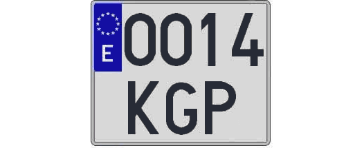 0014KGP matricula cuadrada