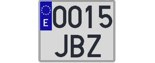 0015JBZ matricula cuadrada