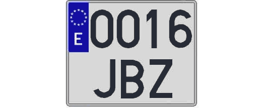 0016JBZ matricula cuadrada