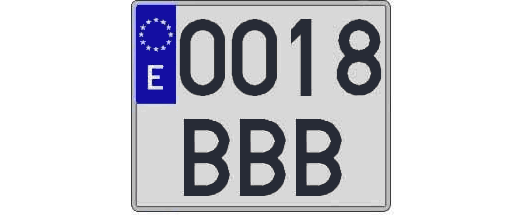 0018BBB matricula cuadrada